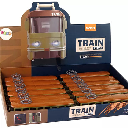 Žaislinis traukinys su frikcine pavara, skleidžiantis garsus, metalinis, žalias