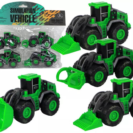 Ūkio transporto priemonių rinkinys, žali traktoriai, 4 vnt.