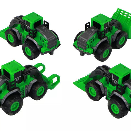 Ūkio transporto priemonių rinkinys, žali traktoriai, 4 vnt.