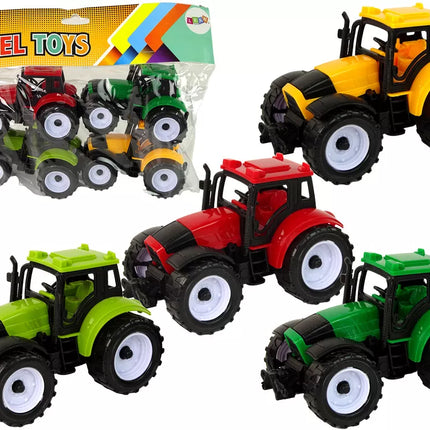 Žemės ūkio traktorių rinkinys, ūkis, 4 spalvingi vienetai