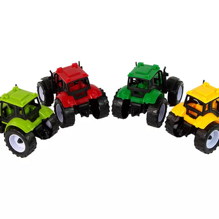 Žemės ūkio traktorių rinkinys, ūkis, 4 spalvingi vienetai