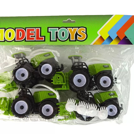 Ūkio transporto priemonių rinkinys, žali traktoriai, 4 vnt.