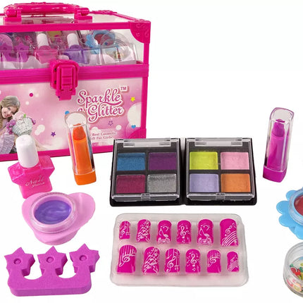 Vaikiškas makiažo rinkinys lagamine, rožinis
