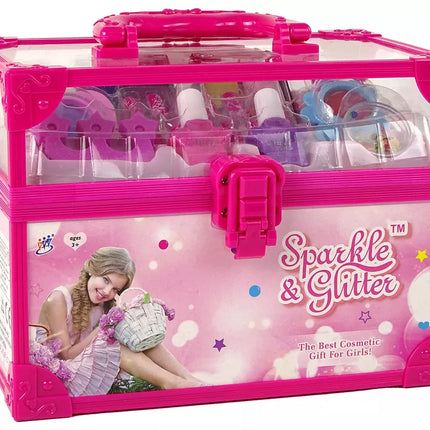 Vaikiškas makiažo rinkinys lagamine, rožinis