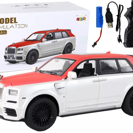 Automobilis R/C 1:20 baltas ir raudonas, piloto automobilis