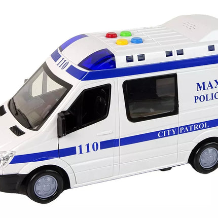 Policijos automobilis Policijos automobilis Važiavimas trintimi Garsai Šviesa