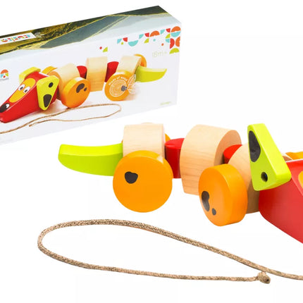 Medinis taksas ant virvutės, traukiamas žaislas 13623