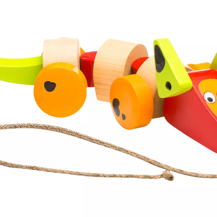 Medinis taksas ant virvutės, traukiamas žaislas 13623