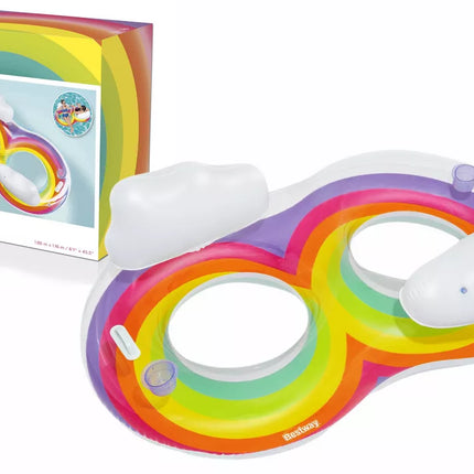 Dvigubas pripučiamas plaukimo ratas 186 x 116 cm Rainbow Bestway 43648