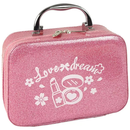 Makiažo ir nagų rinkinys rožiniame lagamine