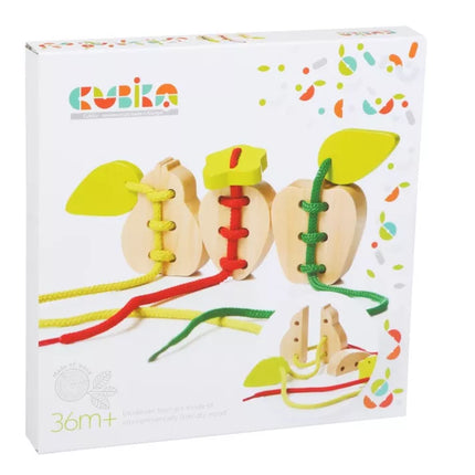 Medinis žaislas su virvele, vaisiai: kriaušė, obuolys, braškė, 14811