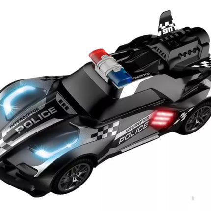 Juodas policijos nuotolinio valdymo sportinis automobilis