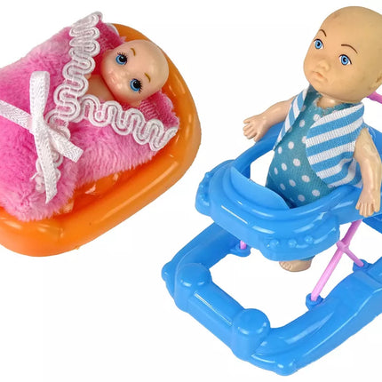 Nėščia lėlė kūdikis ilgais plaukais priedai