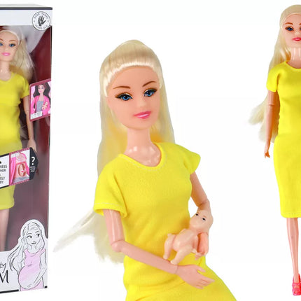 Lėlė Nėščia Mama Kūdikio Lėlė Geltona Nėštumas