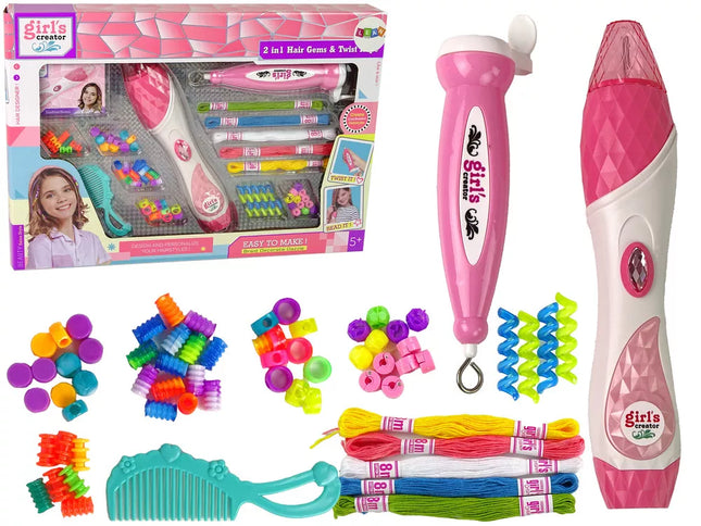 2-in-1 plaukų pynimo rinkinys su karoliukais