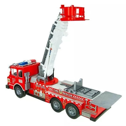 Didelis priešgaisrinės tarnybos rinkinys: ugniagesių mašina, figūrėlės, keturratis, šalmas vaikams