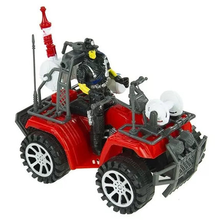 Didelis priešgaisrinės tarnybos rinkinys: ugniagesių mašina, figūrėlės, keturratis, šalmas vaikams