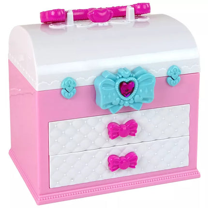 Grožio rinkinys lagamine, rožinis ir baltas