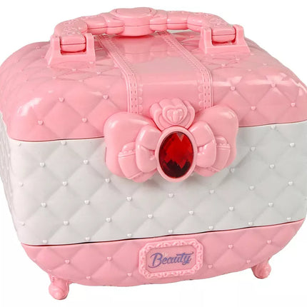 Grožio dėžutės rinkinys, akių šešėliai, nagų lakai, rožinė, balta