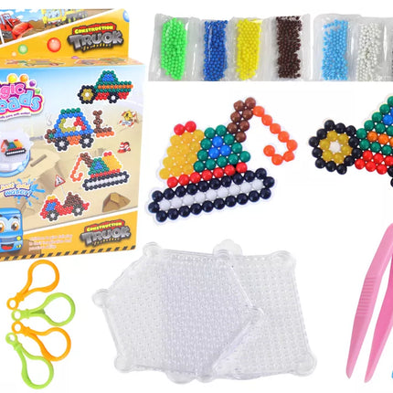 Vandens karoliukų rinkinys "Pasidaryk pats" stebuklingi karoliukai, 8 spalvų statybinės transporto priemonės