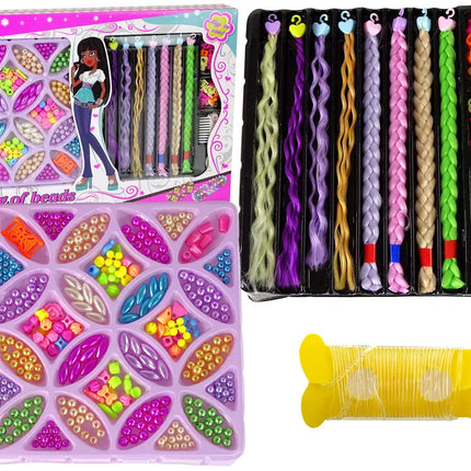 Plaukų karoliukų ir spalvingų papuošalų rinkinys