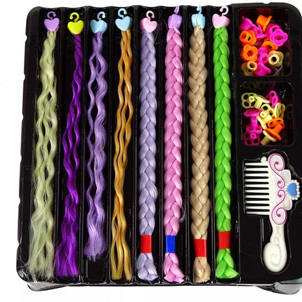 Plaukų karoliukų ir spalvingų papuošalų rinkinys