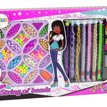 Plaukų karoliukų ir spalvingų papuošalų rinkinys