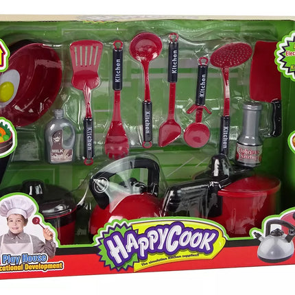 Raudonų virtuvės reikmenų puodų rinkinys