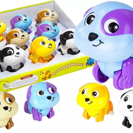 Juokingas laimingas šuo, prisukamas žaislas, judantis ir bėgantis