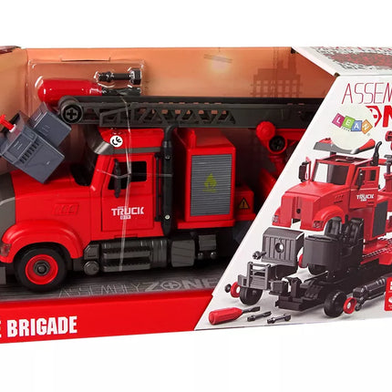Gaisrinės mašinos gaisrininkų brigada priedams atsukti, raudona