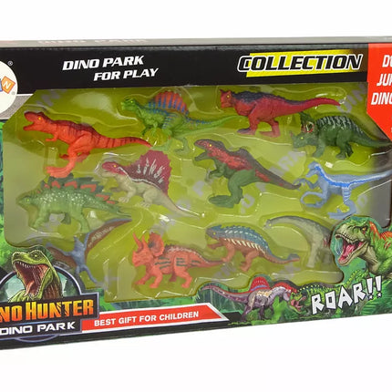 Dinozaurų figūrėlių rinkinys, 12 vienetų, spalvingas
