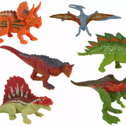 Dinozaurų figūrėlių rinkinys, 6 vienetai, spalvingi