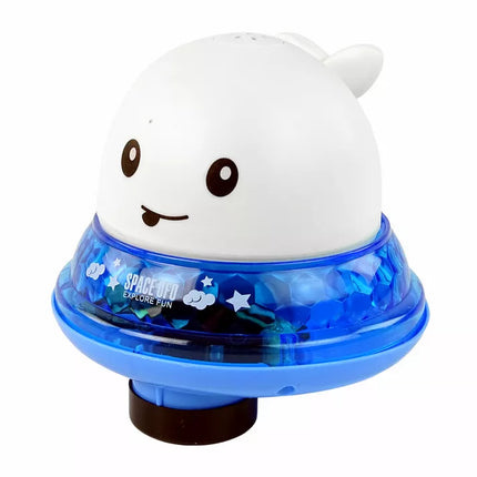 Banginis, purškiantis vandenį su stovu, baltas vonios žaislas