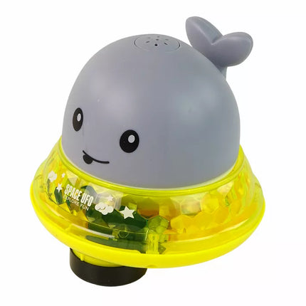 Banginis, purškiantis vandeniu su stovu, pilkas vonios žaislas