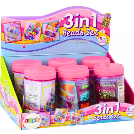 Karoliukų rinkinys stiklainyje papuošalų kūrimui 3in1