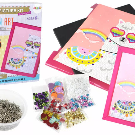 ""Pasidaryk pats" rinkinys, aukštakulniai su blizgučiais, pelėdos rėmelis, spalvingas"