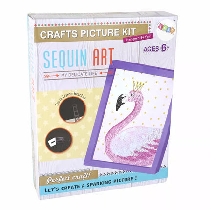 Kūrybiškas "pasidaryk pats" blizgučių rinkinys, smeigtukai, flamingo rėmelis