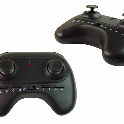 Nuotoliniu būdu valdomas dronas su spalvingomis šviesomis