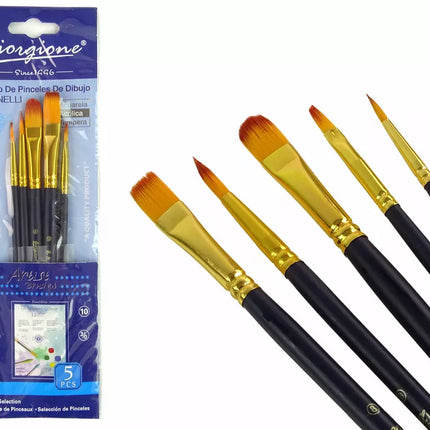 Meninių teptukų rinkinys, 5 formų