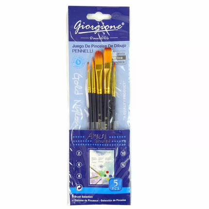 Meninių teptukų rinkinys, 5 formų