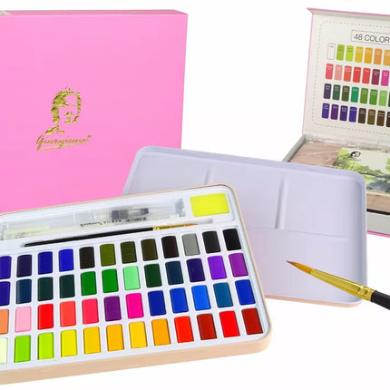 48 akvarelinių dažų ir priedų rinkinys menininkui