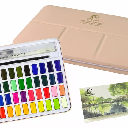 48 akvarelinių dažų ir priedų rinkinys menininkui