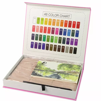 48 akvarelinių dažų ir priedų rinkinys menininkui