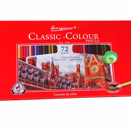 72 spalvotų pieštukų rinkinys metalinėje dėžutėje