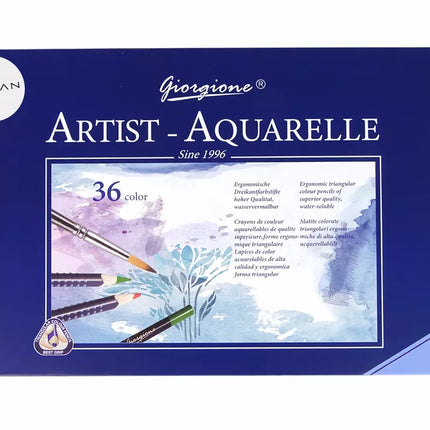 36 akvarelinių pieštukų rinkinys metalinėje dėžutėje