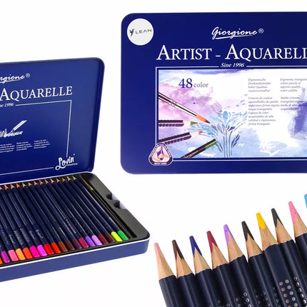 48 akvarelinių pieštukų rinkinys metalinėje dėžutėje