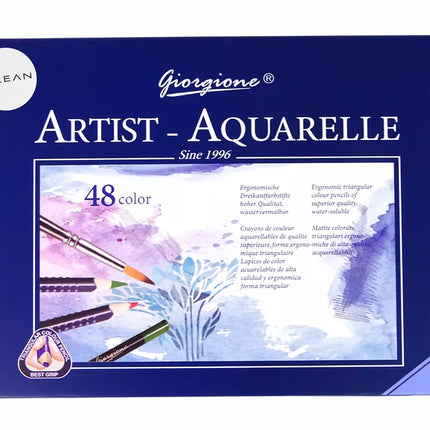 48 akvarelinių pieštukų rinkinys metalinėje dėžutėje
