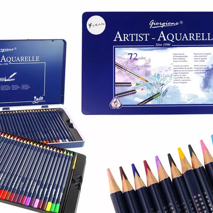 72 akvarelinių pieštukų rinkinys metalinėje dėžutėje