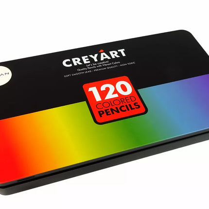 120 meno pieštukų rinkinys metalinėje dėžutėje