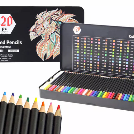 Aukštos kokybės kreidelių rinkinys, 120 vnt. Įvairių atspalvių spalvų sąrašas